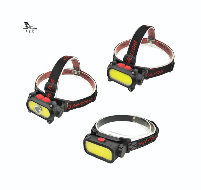 Cross-Border Hot Cob + Led Dual Light Source Headlamp USB Charging Red White Light Charging Headlamp Night Running Fishing Headlamp