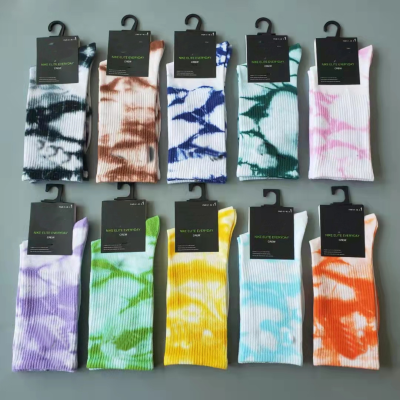 Hook Socks Female Tie-Dye Athletic Socks Purified Cotton Sweat-Absorbent and Deodorant Personality Simple Factory Wholesale One Piece Dropshipping