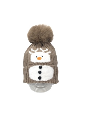 Winter Children's Hat Cute Snowman Children's Hat Big Fur Ball Children's Hat for 1-5 Years Old
