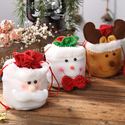 New Christmas Decoration Supplies Linen Drawstring Drawstring Pocket Apple Bag Elderly Candy Bag Children Gift Bag