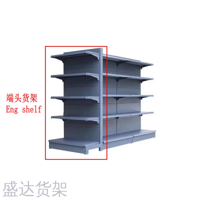 Supermarket stores, drugstores and convenience stores display shelves single-sided and double-sided snack shelves