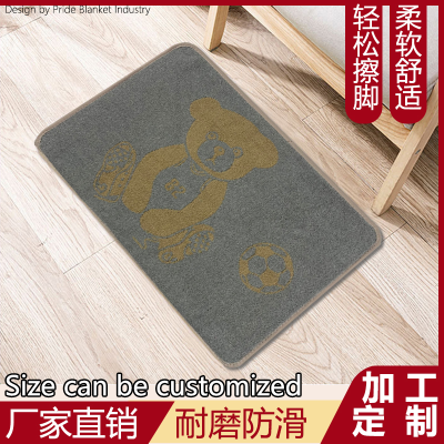 Gray Cartoon Bear Mat Door Mat Bathroom Non-Slip Floor Mat Hot Melt Adhesive Floor Towel Dry Feet Floor Rugs Carpet