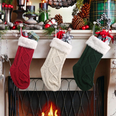 2022 New Christmas Knitted Socks Plush Socks Wool Socks Gift Bag Candy Socks Show Window Decoration