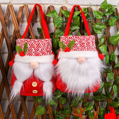 Faceless Santa Gift Bag Portable Apple Bag Party Candy Bag Props Christmas Tree Decorations