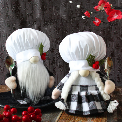 Christmas Decorations Creative Dwarf Chef Doll Holiday Plush Doll Chef Festival Faceless Doll