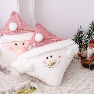 Creative Christmas Pillow Cute Old Man Sofa Cushion Bolster Three-Dimensional Christmas Snowman Pillow Case Decoration
