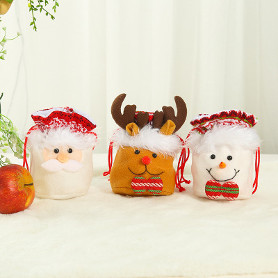 Christmas Decorations DIY Flannel Apple Bag Drawstring Bag Decoration Christmas Doll Gift Bag Wholesale