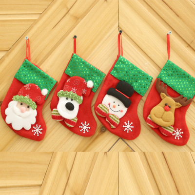 Christmas Decorations Creative Cartoon Sequins Christmas Socks Gift Bag Pendant Christmas Children Candy Bag