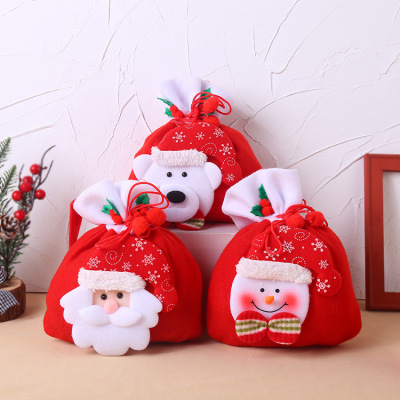 Christmas Gift Bag Cute Candy Bag Christmas Gift Christmas Decorations Flannel Fabric Doll Christmas Bag Tote
