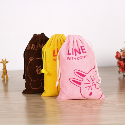 Factory Professional Custom Flannel Bag Drawstring Drawstring Pocket Jewelry Gift Packaging Bag Mobile Power Bag Printed Logo