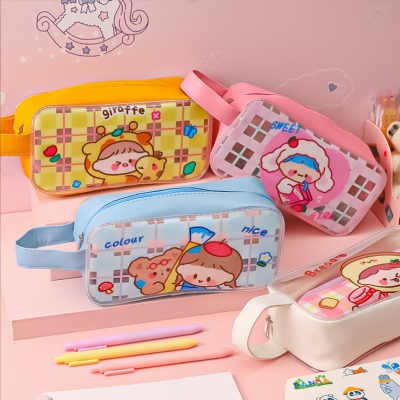 Portable Pencil Case Pencil Bag Stationery Case Large Capacity Pencil Case Stationery Box Pencil Box Cartoon Transparent