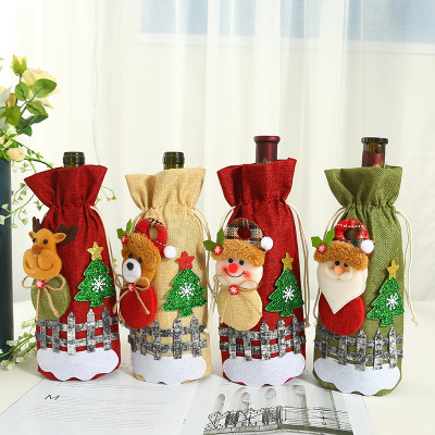 New Christmas Party Supplies Christmas Decorations Old Man Red Wine Bag Christmas Decals Decoration Bottle Cover