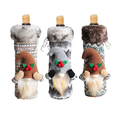 Christmas Bottle Cover Faceless Doll Wine Packaging Bags Long Hair Christmas Wine Sleeve Dining Table Decorations