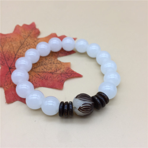 bodhi lotus bracelet men and women couple hand jewelry simple high imitation white jade bracelet spring and summer live gift wholesale