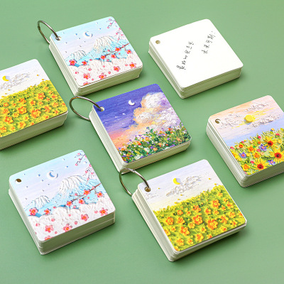 Oil Painting Landscape Paper for Markers Student Blank Loose Leaf English Wordbook Portable Message Memo Small Notebook Notepad