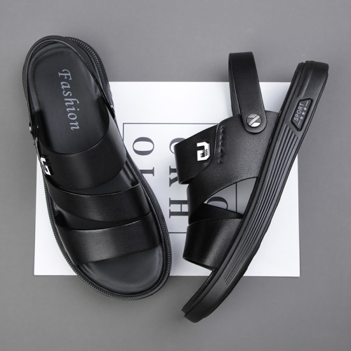 Summer 2022 New Men‘s Sandals Genuine Leather Two-Way Casual Beach Shoes Slippers Outdoor Soft Cowhide Men‘s Shoes
