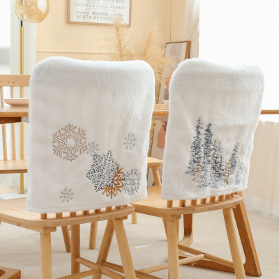 2022 New Nordic Style Snowflake Christmas Tree Chair Cover Cartoon Plush Machine Embroidered Christmas Tree Chair Cover