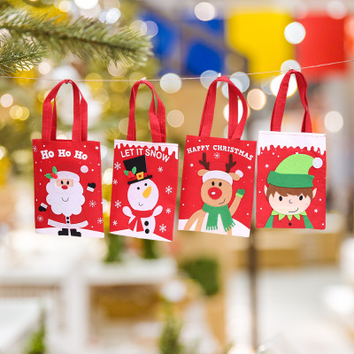 New Christmas Decoration Supplies Cartoon Stickers Handbag Children's Gift Candy Bag Gift Bag Wholesale