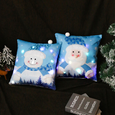 New Santa Claus Snowman Pillow Cover Luminous Christmas Pillow Case with Light Decorative Christmas Pillowcase
