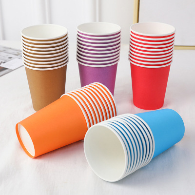 Factory Wholesale Kindergarten Children's DIY Paper Cup Disposable Paper Cup Painting 9 Oz Solid Color Coated Cup 250ml