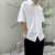 Summer 2021 Retro Dark Green Shirt Men's Short Sleeve Korean Style Loose Half Sleeve Shirt Half Sleeve Non-Ironing Icy Silk White
