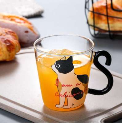 Creative Cat Heat-Resistance Glass Breakfast Quilt Milk Cup Pudding Cup Hot and Cold Drink Cup
