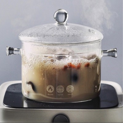 In Stock Wholesale Household Glass Shabu-Shabu Porridge Pot Dual-Sided Stockpot Open Fire Glass Instant Noodle Bowl Borosilicate Glass Stew Pot