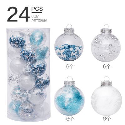 Amazon Christmas Decorations 6cm/24 Cool Blue Painted Mesh Pet Transparent Set Christmas Tree Pendant