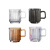 American Coffee Glass Handle Cup Ins Simple Vertical Stripes Ice Latte Coffee Cup with Handle Cold Drink Juice Glass Water Cup