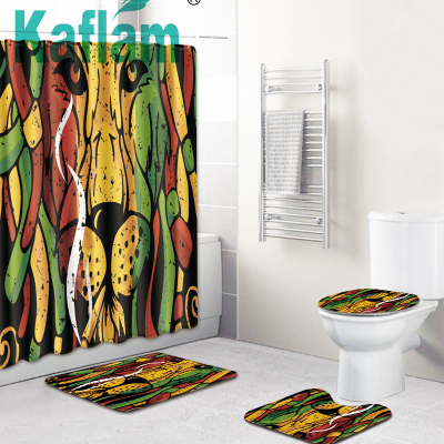 Colorful Animal Elephant Lion Horse Bathroom Non-Slip Floor Mat Shower Curtain Carpet Cross-Border Amazon Sources