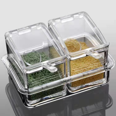 Kitchen Supplies Acrylic Cruet Set Transparent and Creative Storage Seasoning Box Household Combination Salt Jar Seasoning Can