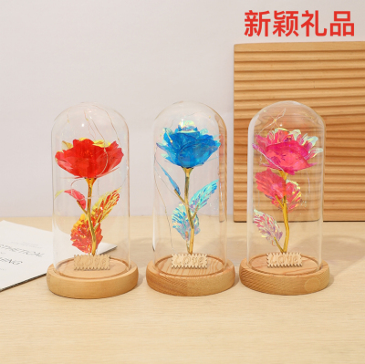 Jinbo Rose Preserved Fresh Flower Glass Cover LED Light