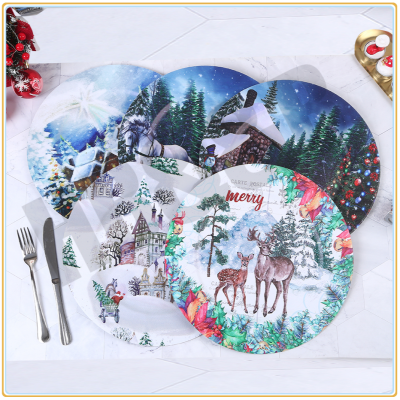 Christmas Plate Steak Plate Fruit Dish Bone China Western Food Plate New Year's Day New Year Gift