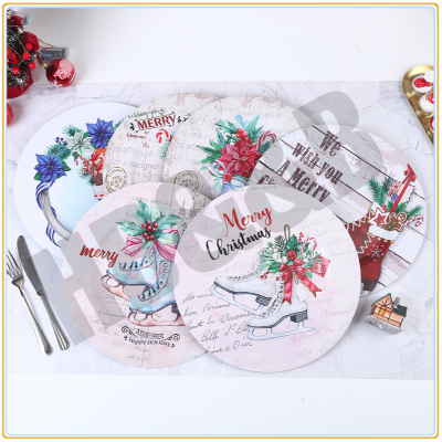 Christmas Series Charger Plate Tabletop Decoration Christmas stocking Patterned Dinner Chargers Decorative Plates for Home Kitchen Party Wedding Events