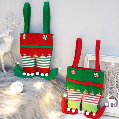 Christmas Decorations Elf Two-Leg Bag Candy Bag Santa Claus Gift Bag Holiday Party Supplies