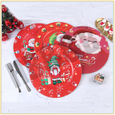 Round Christmas Plate Nordic Plate Dish Kitchen Home Tableware Food Tray Creative Western Food Steak Plate