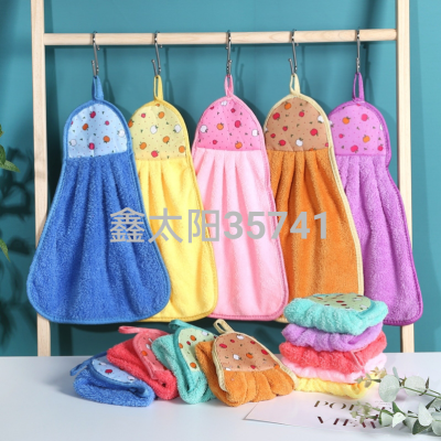 Simple Wipe Towel Coral Fleece Thickened Towel Hanging Hanging Kitchen Bathroom Rag Children Cartoon Wash Towel