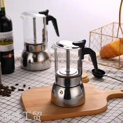 Glass Mocha Pot Stainless Steel Single Valve Cooking Appliance Hand-Brewed Italian Espresso Household Extraction