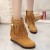 2021 New Sweet Bohemian Height Increasing Insole Fairy Shoes Fashion Short Tassel Boots Mid Heel Internet-Famous Short Boots