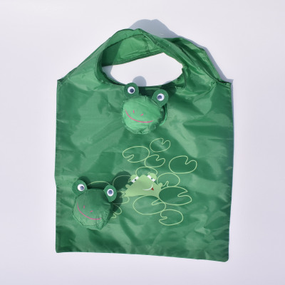Frog Folding Shopping Bag Creative Cartoon Folded Bag Enterprise Logo Animal Polyester Pouch Factory Wholesale
