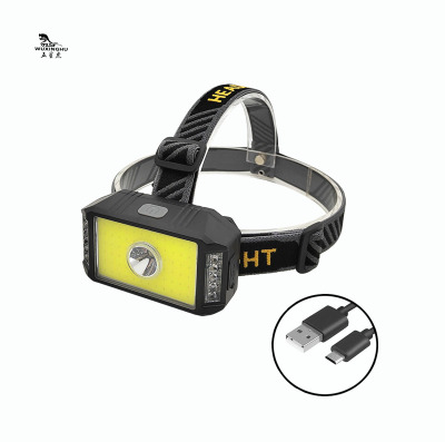 Factory Direct Sales Hot Outdoor LED Super Bright Rechargeable Headlight Cob + Red Light USB Rechargeable Headlight Night Fish Luring Lamp