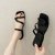 Women's 2021 New Spring Korean Style Peep Toe Slippers Women's Chunky Heel Low Heel Outdoor Toe Covering Women's Shoes