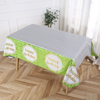 Cross-Border English Packaging Birthday Party Tablecloth Disposable Oil-Proof Waterproof Tablecloth Home Party Table Mat Wholesale