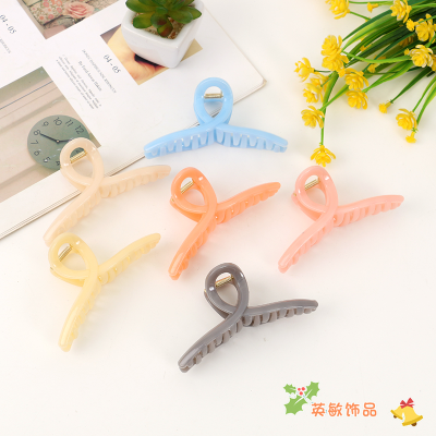 Korean Style Spring Cream Color Series Grip INSS Simple All-Match Cross Hair Claw Internet Celebrity Shark Clip Back Head Barrettes