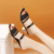 2021 Summer New Korean Style Sandals Women's Chunky Heel Open Toe Mid Heel One Pair of Shoes for Two Uses Chunky Heel Sandals Women's Shoes