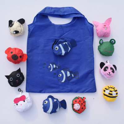 Cartoon Animal Folding Shopping Bag Spot Tropical Fish Eco-friendly Bag Large Capacity Supermarket Clownfish Polyester Handbag
