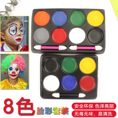 Halloween Decoration 8 Colors Face Paint Water-Based Odorless Non-Toxic Easy to Wash Clown Oil Color Masquerade Activity Performance