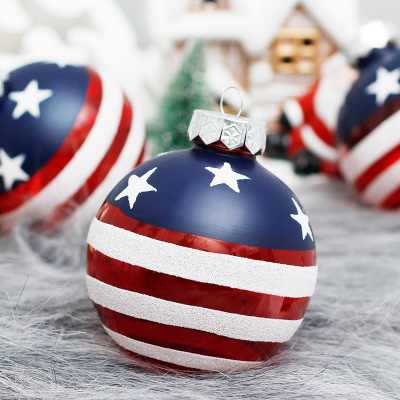 Cross-Border American Independence Day Decorations 8cm/12pet Colored Drawing Ball Flag Christmas Ball Party Ornaments