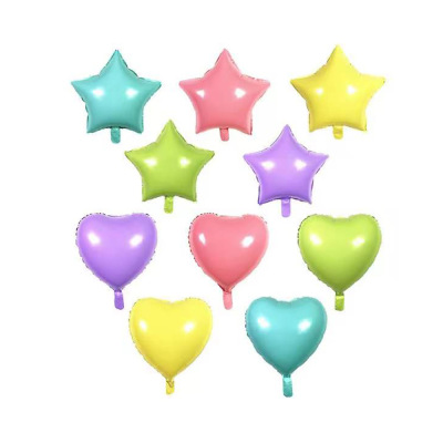 Factory Direct Sales 18-Inch Macaron Five-Pointed Star Heart Love Heart Aluminum Balloon Wedding Birthday Party