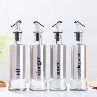 Oil Bottle Stainless Steel Oiler Household Kitchen Portable New Quantitative Glass Oil Bottle Creative Soy Sauce Vinegar Bottle Seasoning Bottle